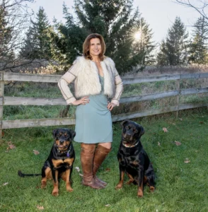 Erika outside with dogs