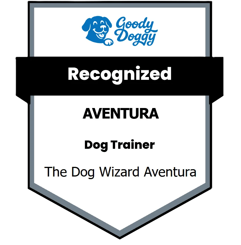 goody-doggy-avntura-badge Recognized by Goody Doggy as an exceptional dog trainer in Aventura